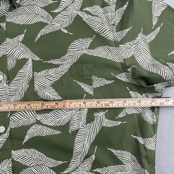 J Crew Shirt Mens XL Green Leaf Print Flex Washed Slim Short Sleeve Button Down - Picture 3 of 6